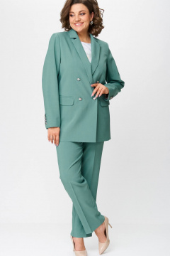 Комплект жакет и брюки из хлопка и текстиля универсальный БелЭльСтиль 785/596 мята - фото 2