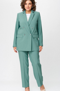 Комплект жакет и брюки из хлопка и текстиля универсальный БелЭльСтиль 785/596 мята - фото 1
