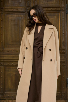 Пальто женское прямого кроя из пальтовой ткани Mislana 8552 бежевый - фото 3