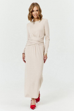 Бежевое платье прилегающего силуэта из трикотажа COCKTAIL 1029/2 - фото 1