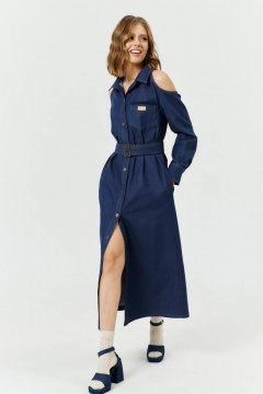 Платье А-силуэта с открытыми плечами и поясом COCKTAIL 1031 - фото 4