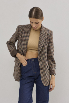 Полуприлегающий жакет из костюмной ткани с карманами и воротником DAVA 3133 шоколадный - фото 3