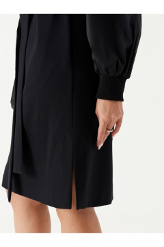 Платье из смесовой ткани с нагрудными вытачками и поясом Панда 188680w черный - фото 4