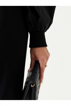 Платье из смесовой ткани с нагрудными вытачками и поясом Панда 188680w черный - фото 2