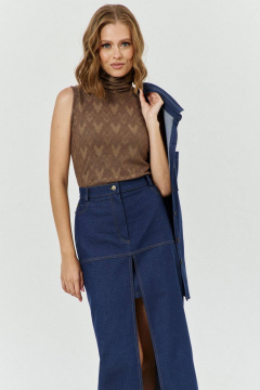 Длинная юбка с разрезом, притачным поясом и карманами COCKTAIL 1038 - фото 5