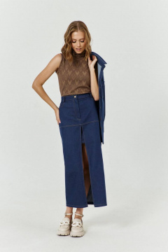 Длинная юбка с разрезом, притачным поясом и карманами COCKTAIL 1038 - фото 4