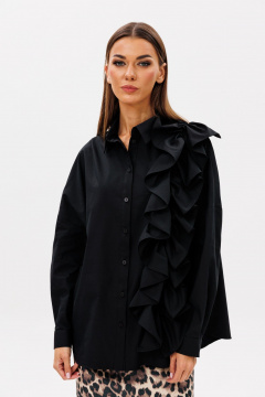 Блуза из текстиля с ассиметричной рюшей и застежкой Ларс Стиль 995 - фото 3