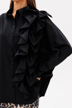 Блуза из текстиля с ассиметричной рюшей и застежкой Ларс Стиль 995 - фото 4