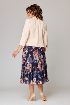 Платье и жакет из шифона и костюмной ткани с пиджачным воротником Slaviaelit 166 т.синий+пудровый - фото 5