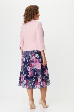 Демисезонный костюм из шифона с А-силуэтом Slaviaelit 166 т.синий+розовый - фото 4