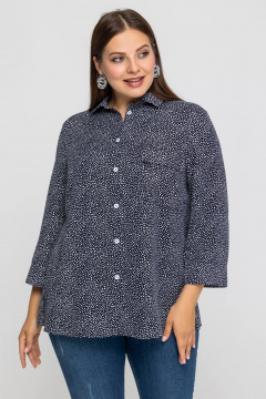 Демисезонная блузка из вискозы с накладным карманом Avila 0970 темно-синий - фото 4