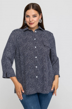 Демисезонная блузка из вискозы с накладным карманом Avila 0970 темно-синий - фото 2