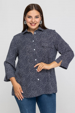 Демисезонная блузка из вискозы с накладным карманом Avila 0970 темно-синий - фото 1