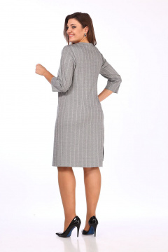 Демисезонное платье из трикотажа с люрексом и вставкой из экокожи Lady Style Classic 1479/1 серый - фото 2