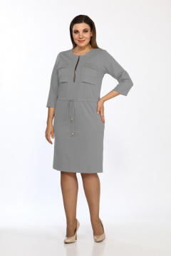 Демисезонное платье из трикотажа с нагрудными вытачками и карманами Lady Style Classic 1679/7 серый - фото 3