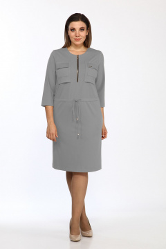 Демисезонное платье из трикотажа с нагрудными вытачками и карманами Lady Style Classic 1679/7 серый - фото 1