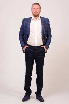 Брюки деловые прямые с эластаном, зауженные к низу LAGENTE 6032.188 синий - фото 1