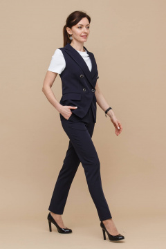 Деловой короткий жилет из текстиля с двубортным кроем Domna 8422.164 темно-синий - фото 2