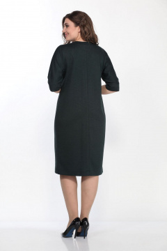 Демисезонное платье из трикотажа с асимметричным вырезом и вытачками Lady Style Classic 2158 изумрудный - фото 2