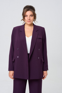 Брючный и жакетный деловой комплект из текстиля TVIN 7732 баклажан - фото 4