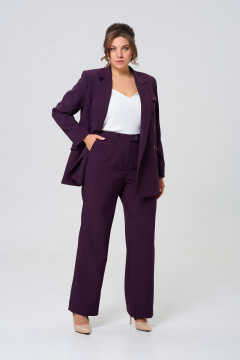 Брючный и жакетный деловой комплект из текстиля TVIN 7732 баклажан - фото 3