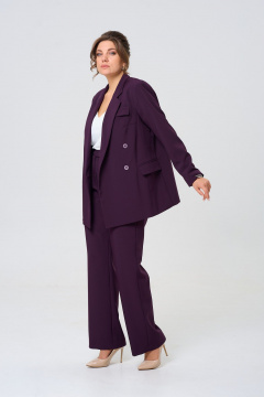 Брючный и жакетный деловой комплект из текстиля TVIN 7732 баклажан - фото 2