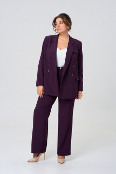 Брючный и жакетный деловой комплект из текстиля TVIN 7732 баклажан - фото 1