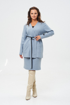 Кардиган с юбкой из трикотажа на каждый день TVIN 7762 голубой - фото 1