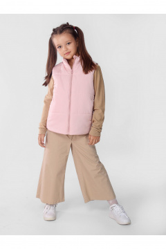 Демисезонный утепленный жилет для девочки с рельефами АРТУС 23С79-Р57 лотос - фото 1