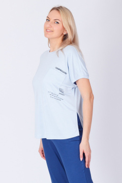 Домашние брюки и футболка из вискозы с принтом Belarusachka РС5873 небесный/джинс - фото 2