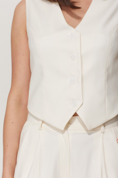 Полуприлегающий жилет из костюмной ткани с петлями T.N.D М322 молоко - фото 3