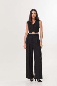 Жилет укороченный деловой на пуговицах из текстиля T.N.D М323 черный - фото 1