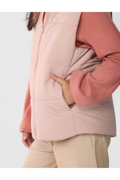 Демисезонный утепленный жилет для девочки с воротником-стойкой АРТУС 23С79-Р57 темная_пудра - фото 5