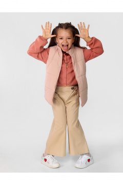 Демисезонный утепленный жилет для девочки с воротником-стойкой АРТУС 23С79-Р57 темная_пудра - фото 3