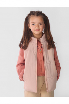 Демисезонный утепленный жилет для девочки с воротником-стойкой АРТУС 23С79-Р57 темная_пудра - фото 1