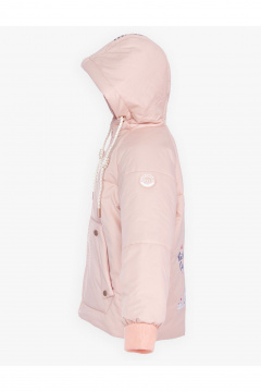 Демисезонная утепленная куртка для девочки со шнуром на капюшоне АРТУС 23С84-Р57 пудра - фото 3