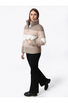 Куртка для девочки с кокетками демисезонная утепленная АРТУС 24С20-Р57 бежевый - фото 3