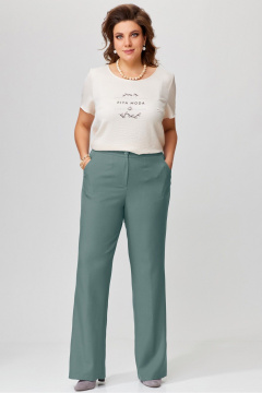 Брюки с резинкой прямой посадки из текстиля Fita 20266 зеленый - фото 1