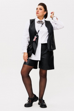 Шорты из экокожи с накладными карманами для стильных образов Anelli 1403.1 черный - фото 2