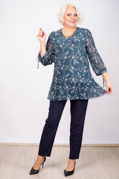 Туника А-силуэта из трикотажа с шифоном для повседневного образа Camelia 2338 3 - фото 1