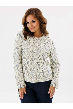 Жакет полуприлегающий с жемчужными отделками из текстиля Condra 15101 молочный_голубой - фото 4