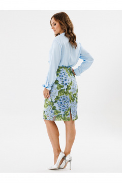 Юбка миди из кружева с разрезом на спинке Condra 12094 голубой_зеленый - фото 5