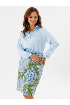 Юбка миди из кружева с разрезом на спинке Condra 12094 голубой_зеленый - фото 4