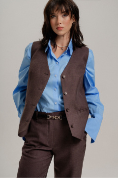 Жилет из текстиля и шерсти полуприлегающего силуэта JRSy 2484 коричневый_баклажан - фото 1