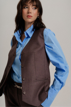 Жилет из текстиля и шерсти полуприлегающего силуэта JRSy 2484 коричневый_баклажан - фото 3