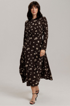 Платье приталенное с принтом и длинными рукавами JRSy 2506 - фото 1