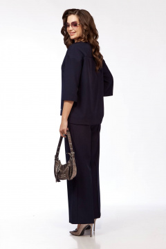 Элегантный костюм блуза и брюки из текстиля Taita plus 2405/1 синий - фото 5