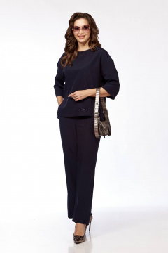 Элегантный костюм блуза и брюки из текстиля Taita plus 2405/1 синий - фото 2