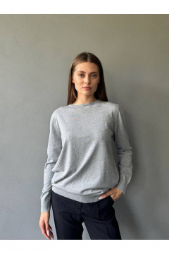 Джемпер приталенный из трикотажа с резинкой Ketty К-19040 серый - фото 1