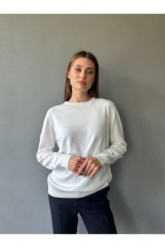 Джемпер молочный из вискозной пряжи с круглой горловиной Ketty К-19040 молочный - фото 5